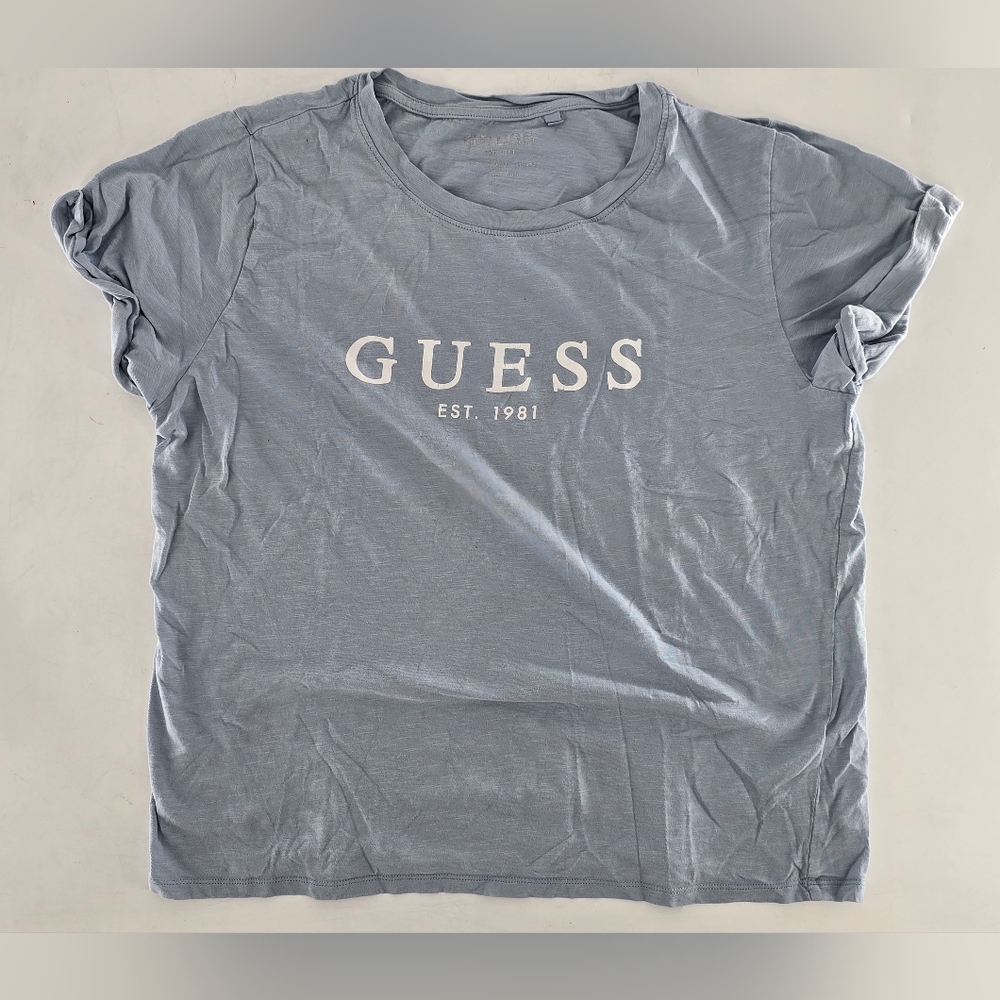 GUESS Light Blue/Gray‎ Short Sleeve Relaxed Tee